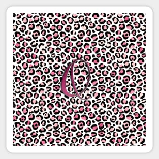 Letter Q Monogram & Pink Leopard Print Sticker